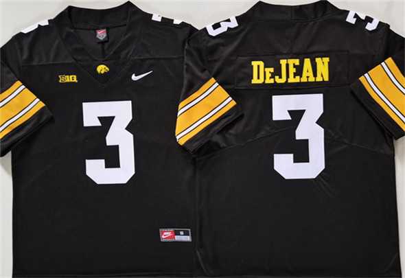 Mens Iowa Hawkeyes #3 Cooper DeJean Black Stitched Jersey